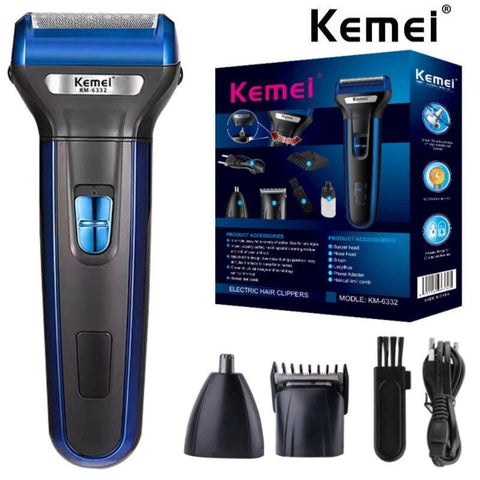 Kemei Shaving Machine, 3 In 1 Rechargeable Hair Clipper Shaver - Alcone 